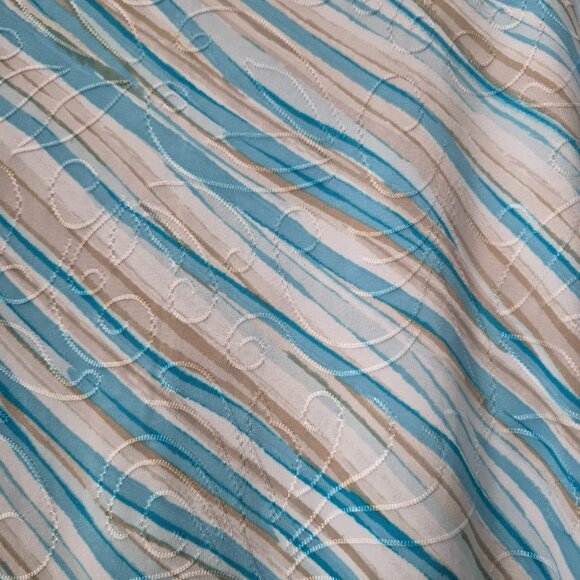 JM Collection Womens 1X Sharkbite 3/4 Sleeve Waterfall Top Blouse Blue Beige - Picture 3 of 16